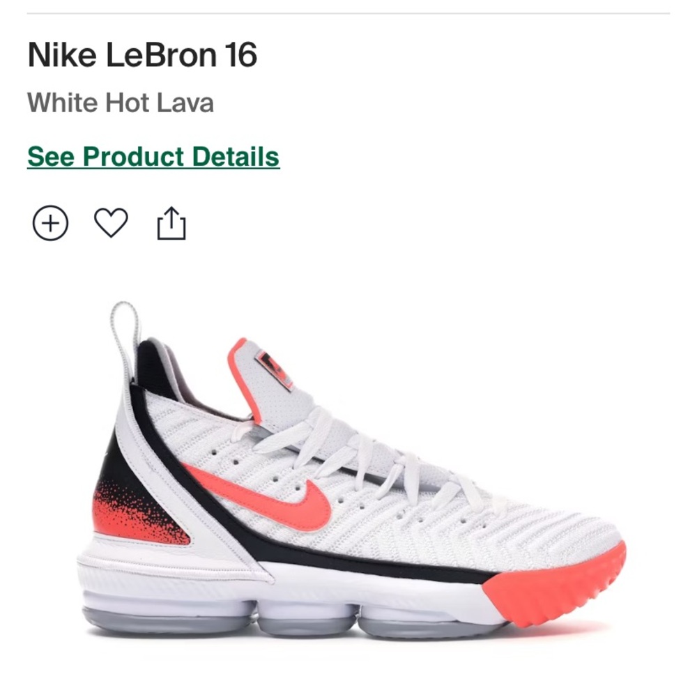 Nike Lebron 16 Air Tech Challenge White Hot Lava Basketball Shoes